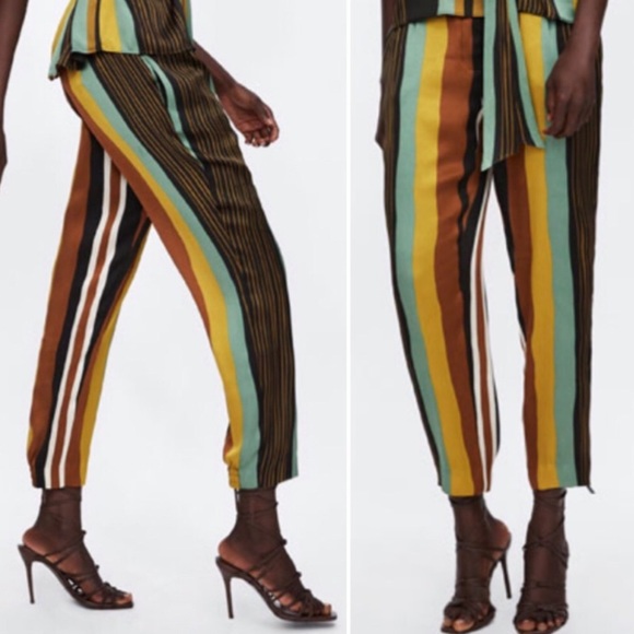 Zara Other Zara Stripe Silky Co Ord Matching Set Poshmark